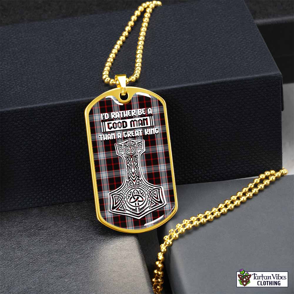 Merrilees Tartan Dog Tag Necklace Viking Mjolnir Style Gold No - Tartan Vibes Clothing
