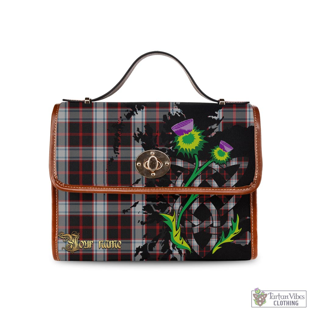 Tartan Vibes Clothing Merrilees Tartan Waterproof Canvas Bag with Scotland Map and Thistle Celtic Accents