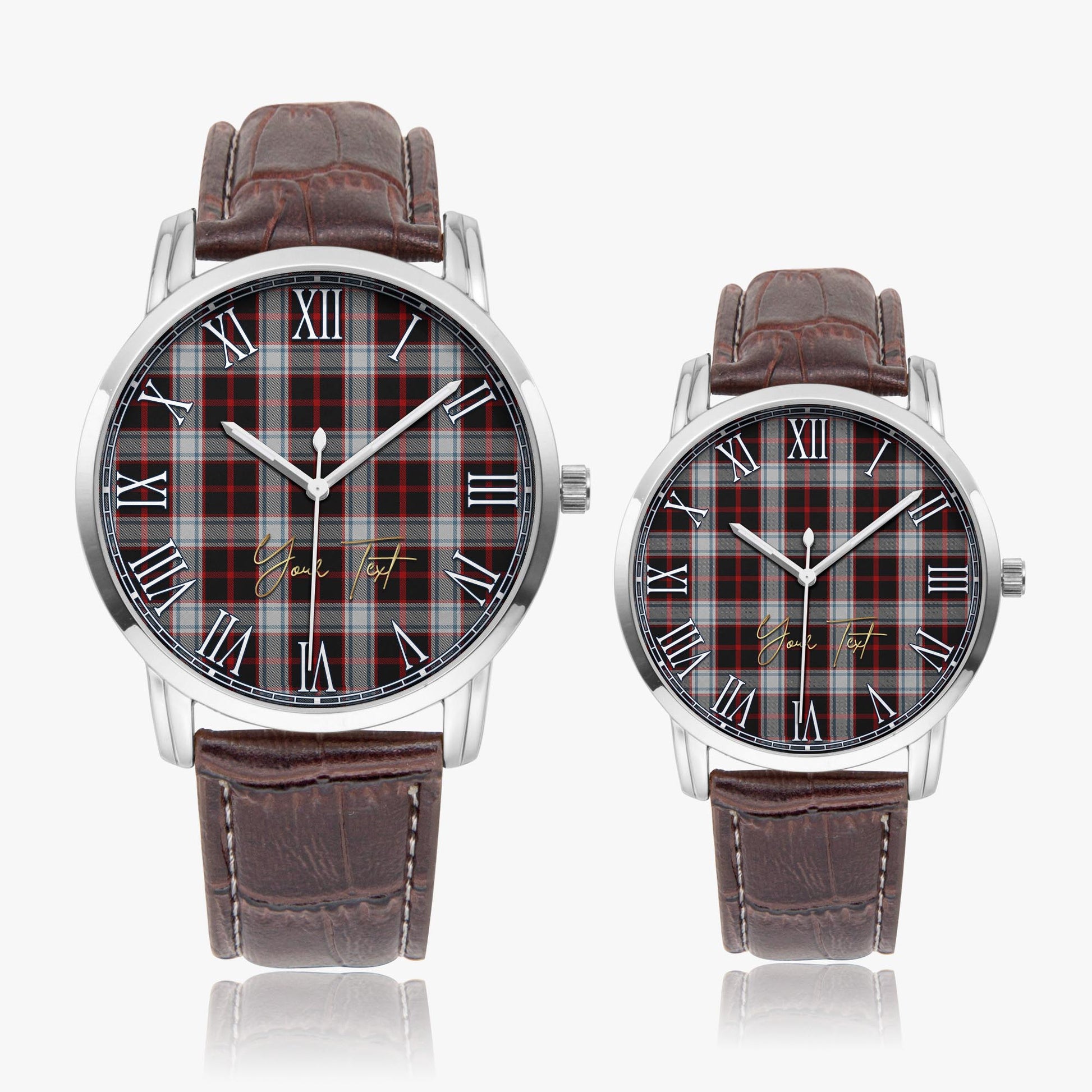 Merrilees Tartan Personalized Your Text Leather Trap Quartz Watch - Tartan Vibes Clothing