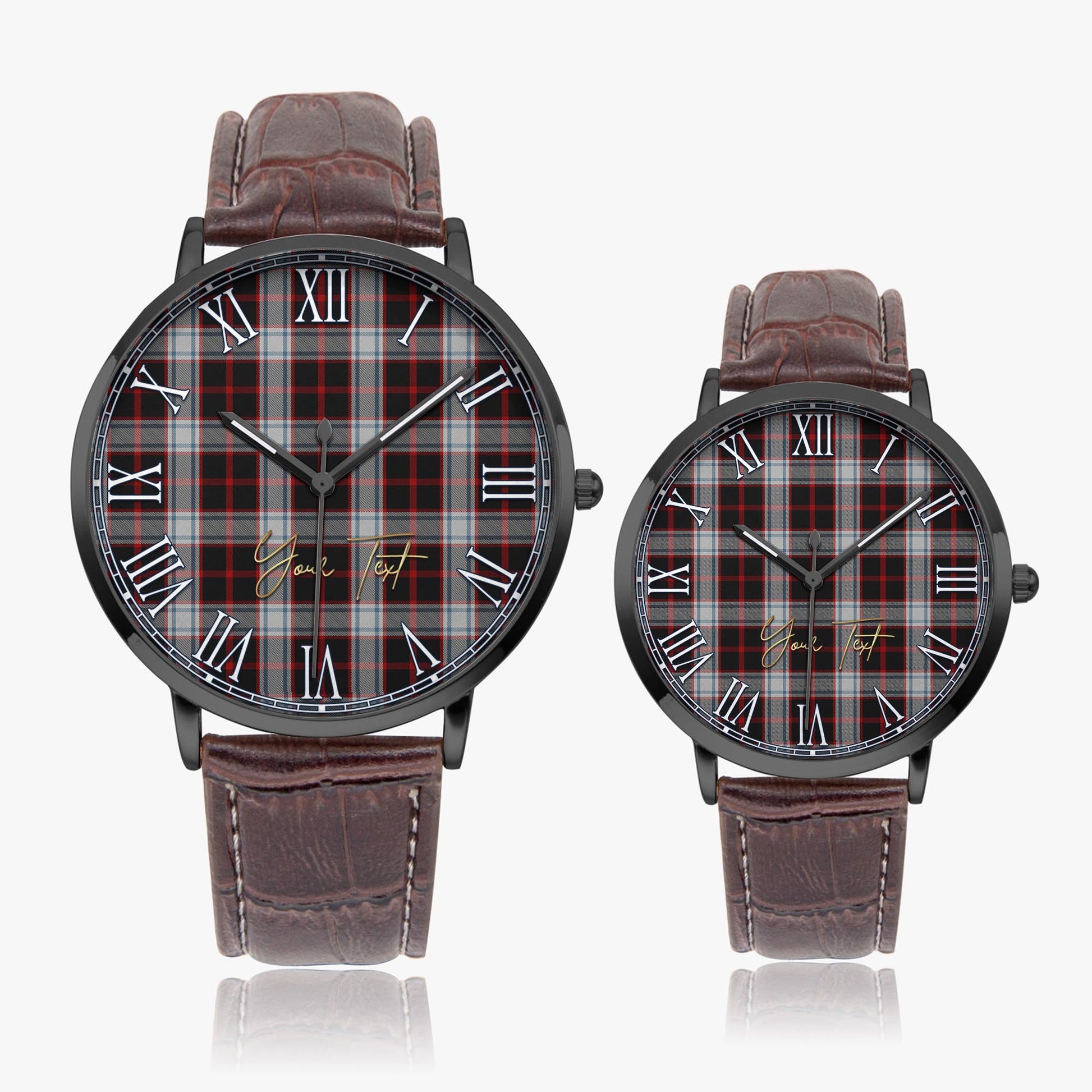 Merrilees Tartan Personalized Your Text Leather Trap Quartz Watch - Tartan Vibes Clothing