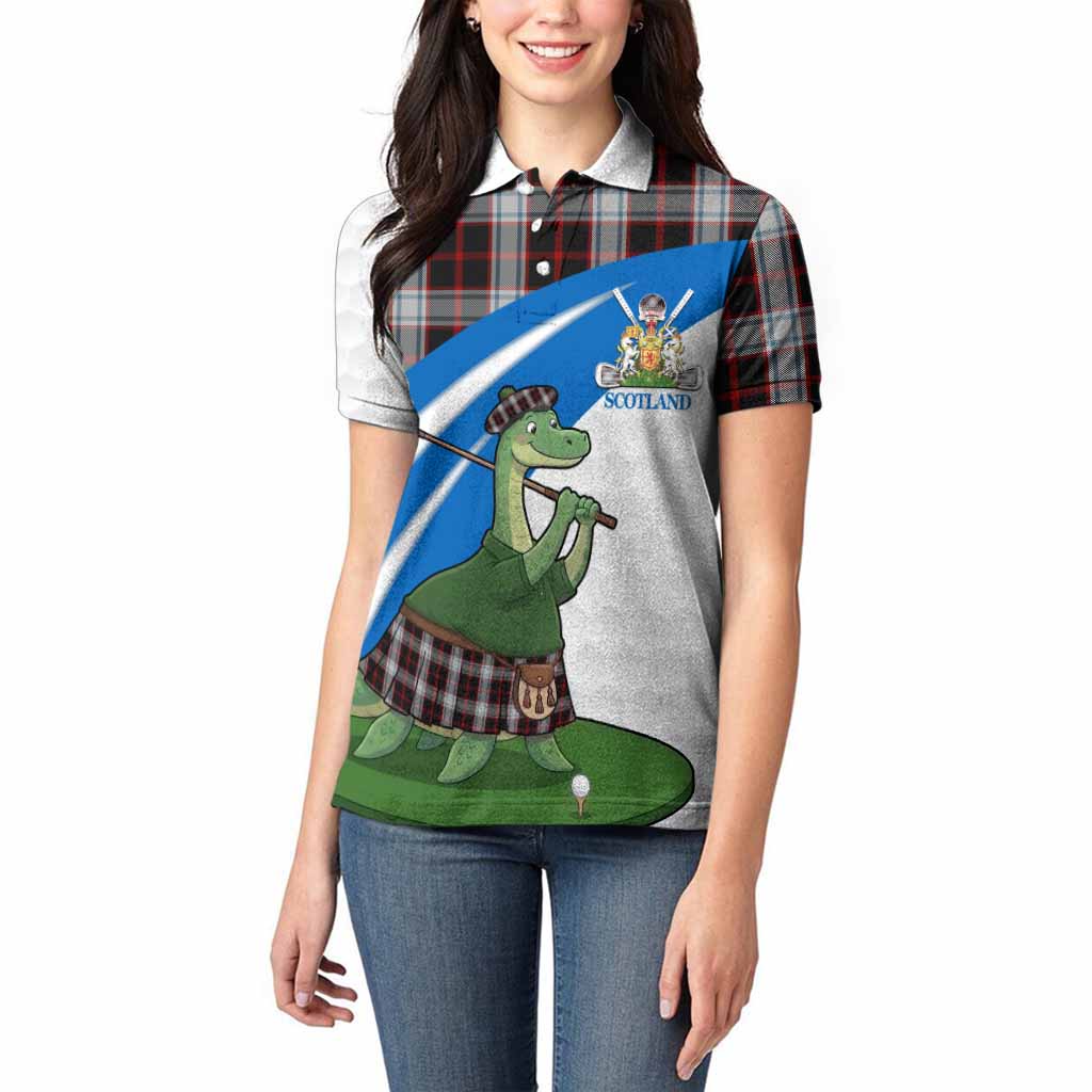 Merrilees Tartan Crest Golf Nessie Women Polo Shirt Loch Ness Monster Sporty Style