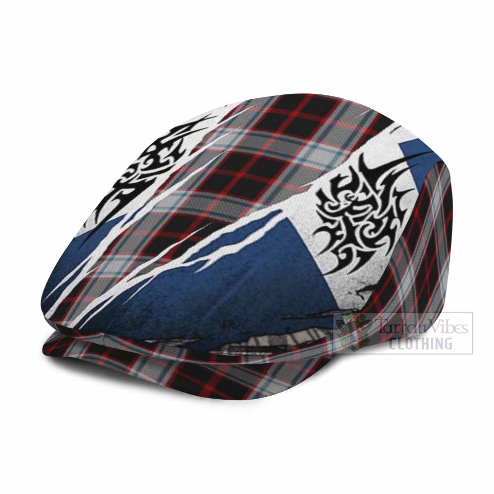 Merrilees Tartan Flat Cap, Jeff Cap Scotland Flag Ripped Tribal Design