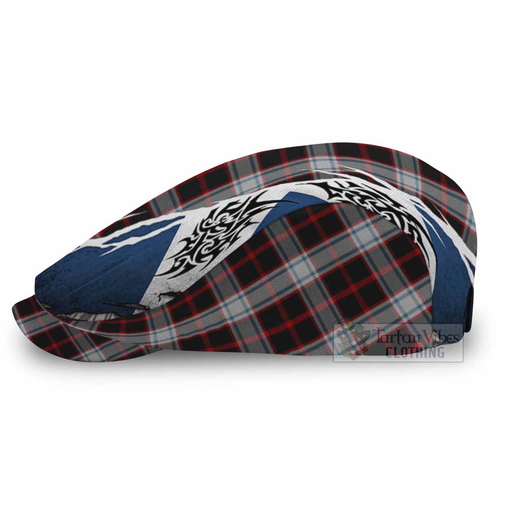 Merrilees Tartan Flat Cap, Jeff Cap Scotland Flag Ripped Tribal Design