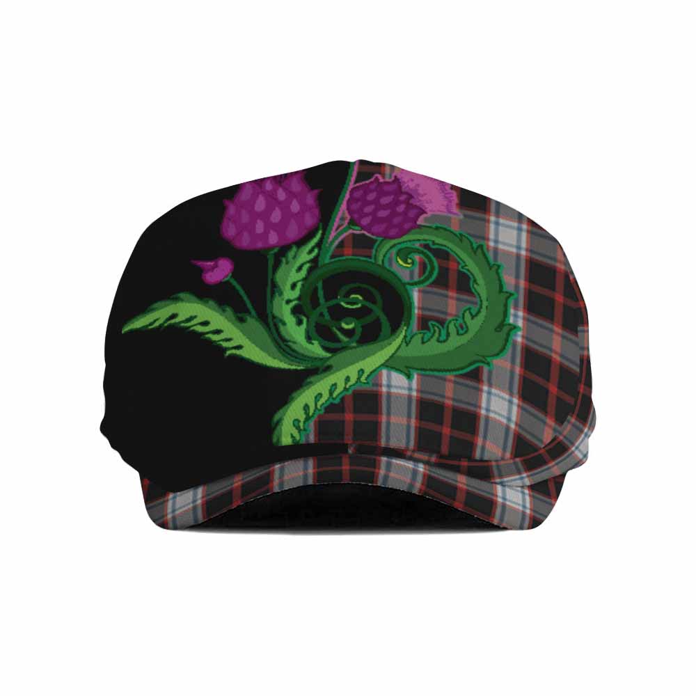Merrilees Tartan Flat Cap, Jeff Cap Traditional Scottish Thistle