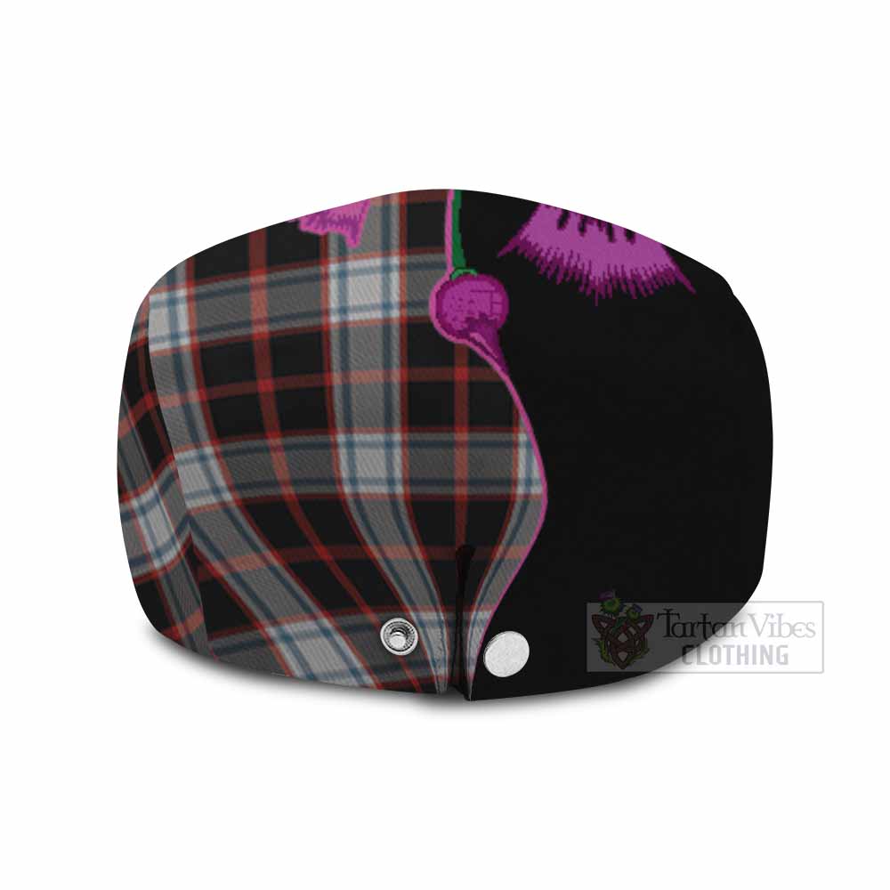 Merrilees Tartan Flat Cap, Jeff Cap Traditional Scottish Thistle