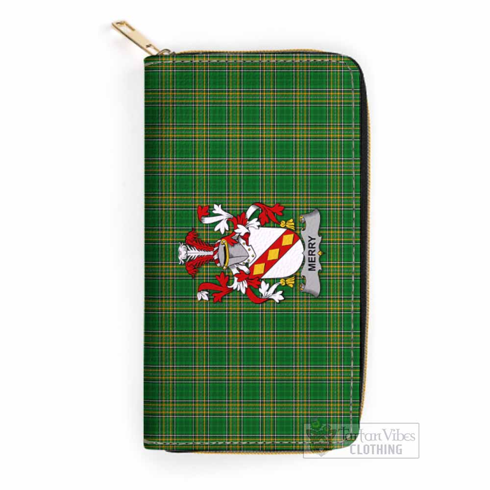 Tartan Vibes Clothing Merry Irish Clan Tartan Women's Leather Wallet with Coat of Arms