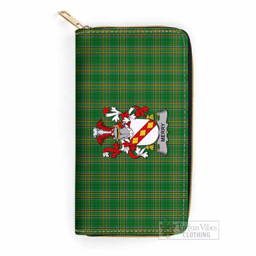 Merry Irish Clan Tartan Women's Leather Wallet with Coat of Arms