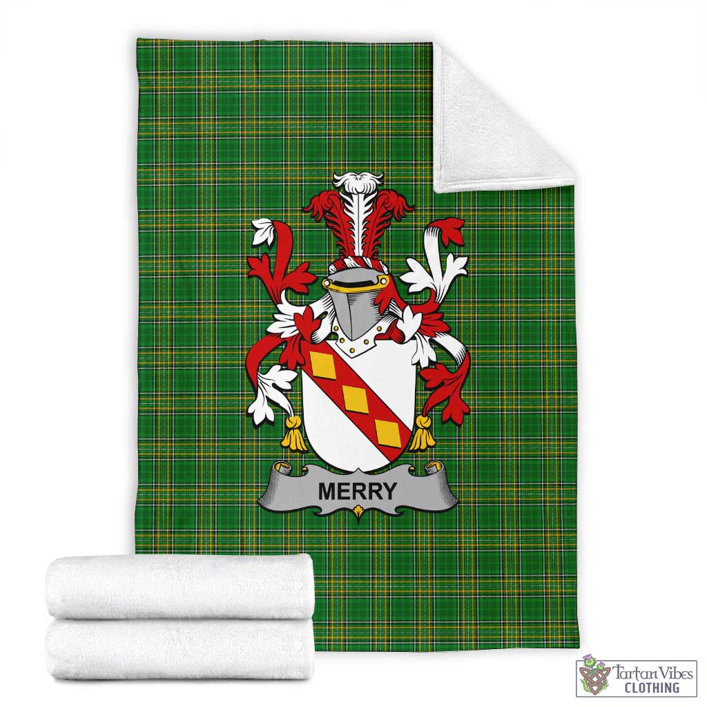 Merry Irish Clan Tartan Blanket with Coat of Arms X-Large 59 x 79 inches 150 x 200 cm - Tartan Vibes Clothing