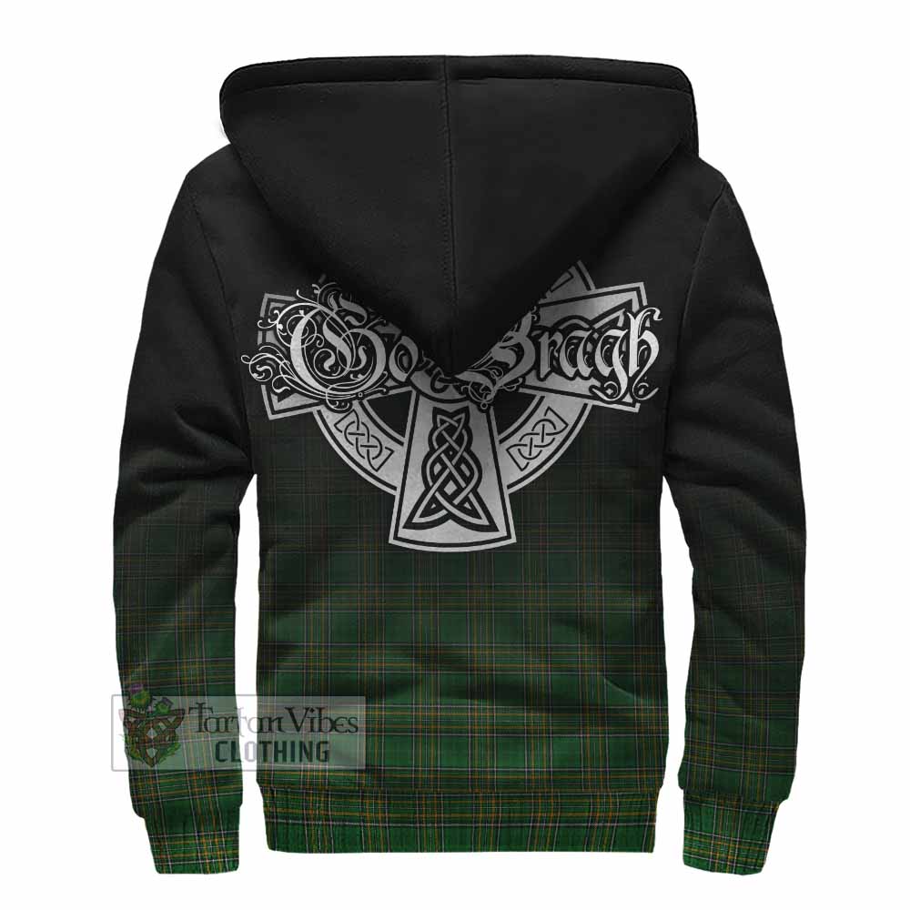 Tartan Vibes Clothing Merry Irish Clan Sherpa Hoodie with Coat of Arms Erin Go Bragh Celtic Inspired