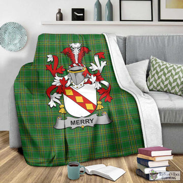 Tartan Vibes Clothing Merry Irish Clan Tartan Blanket with Coat of Arms
