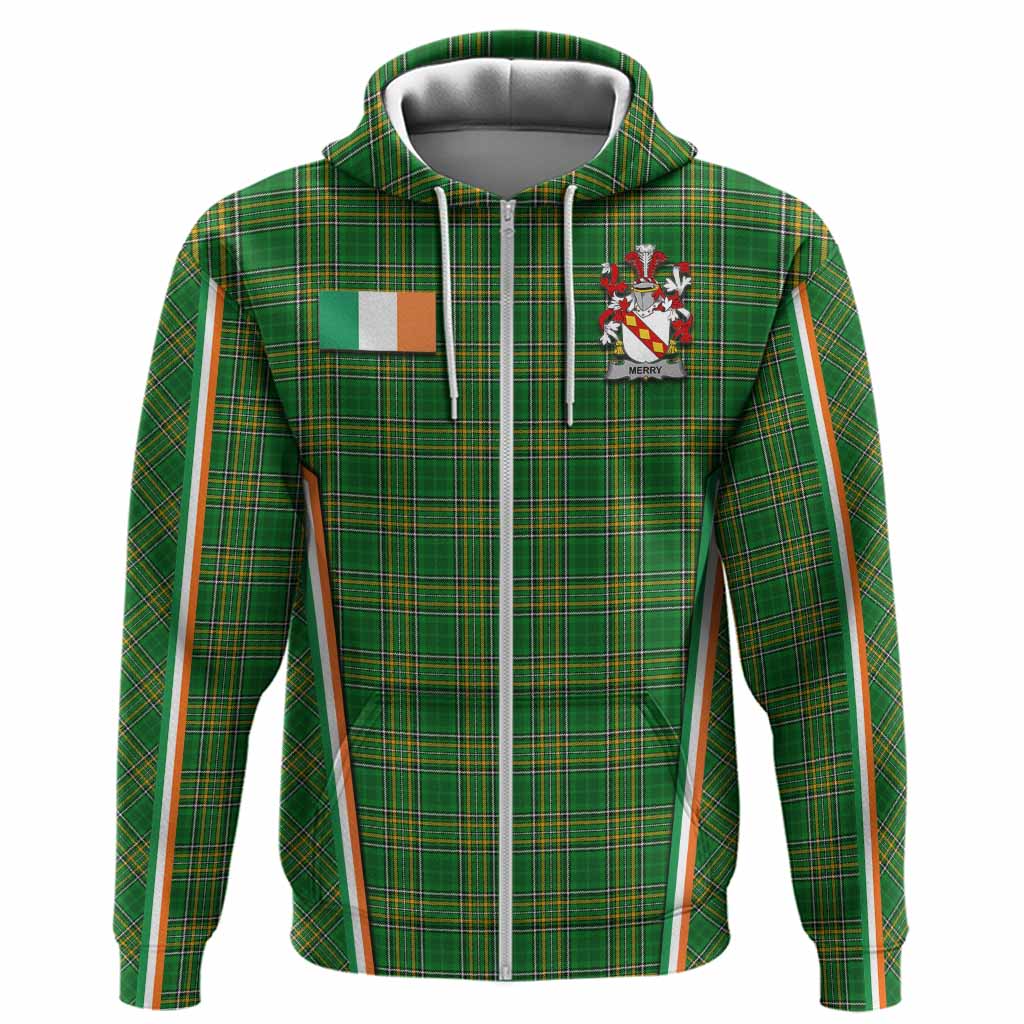 Merry Irish Clan Coat of Arm Tartan Hoodie Flag Style