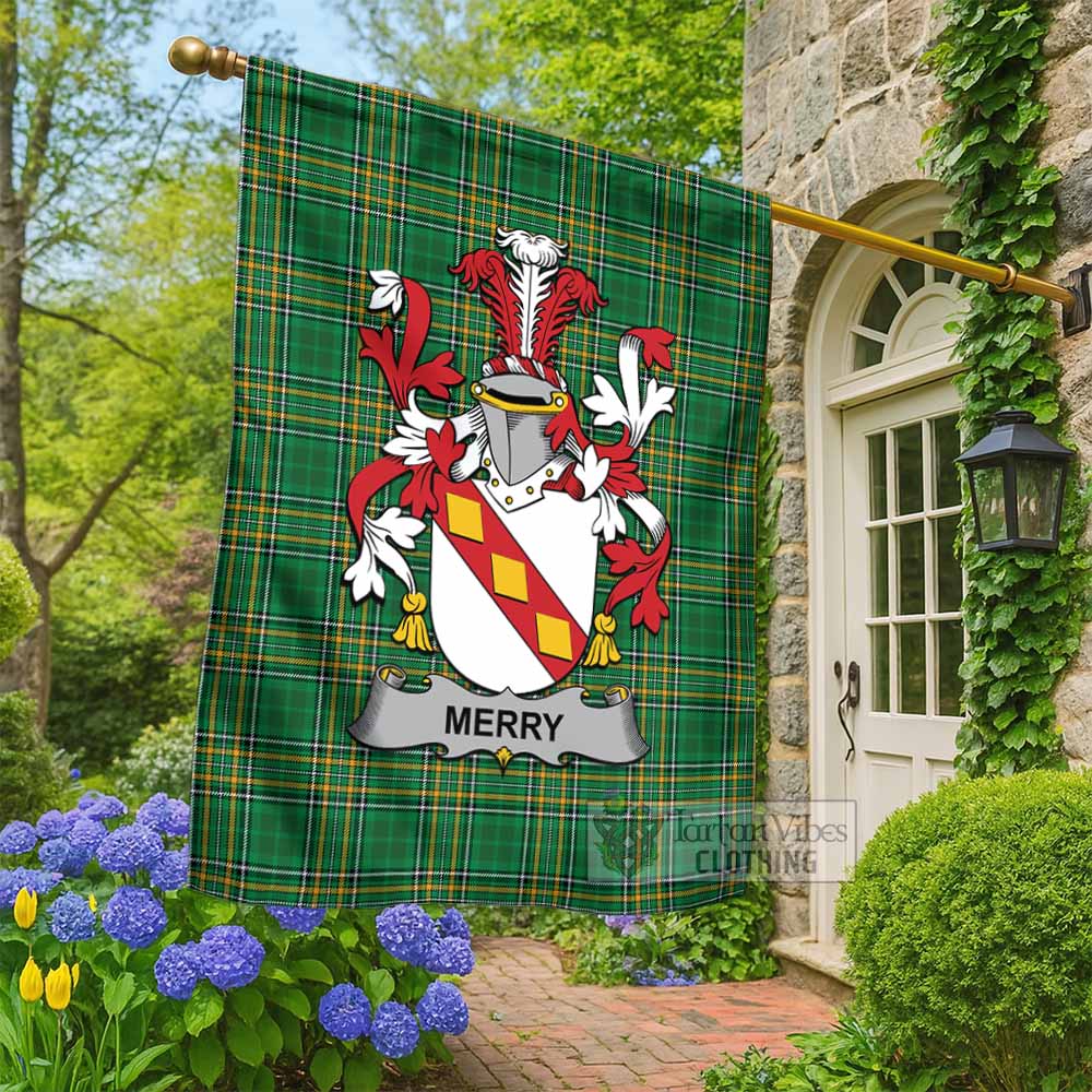 Merry Irish Clan Tartan Flag with Coat of Arms