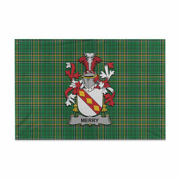 Merry Irish Clan Tartan House Flag with Coat of Arms
