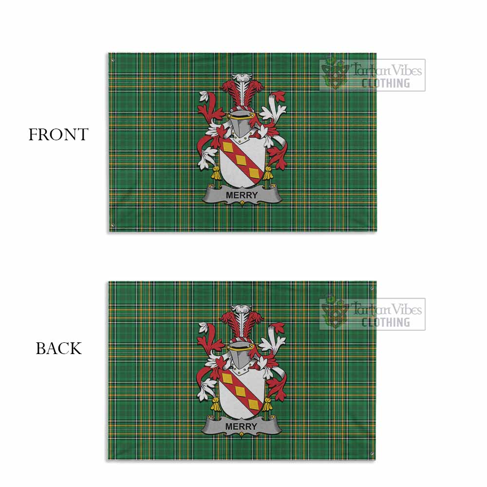 Tartan Vibes Clothing Merry Irish Clan Tartan House Flag with Coat of Arms
