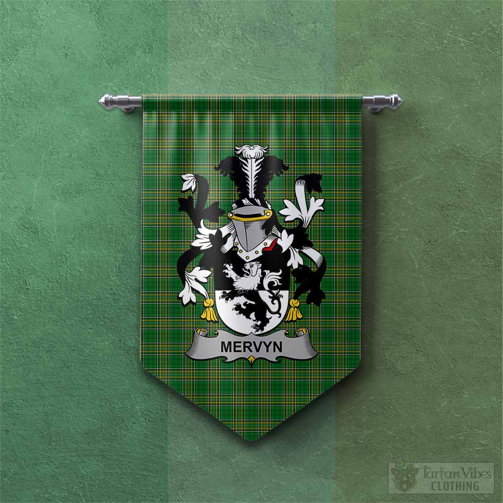 Mervyn Irish Clan Tartan Gonfalon, Tartan Banner with Coat of Arms Chevron - Tartan Vibes Clothing