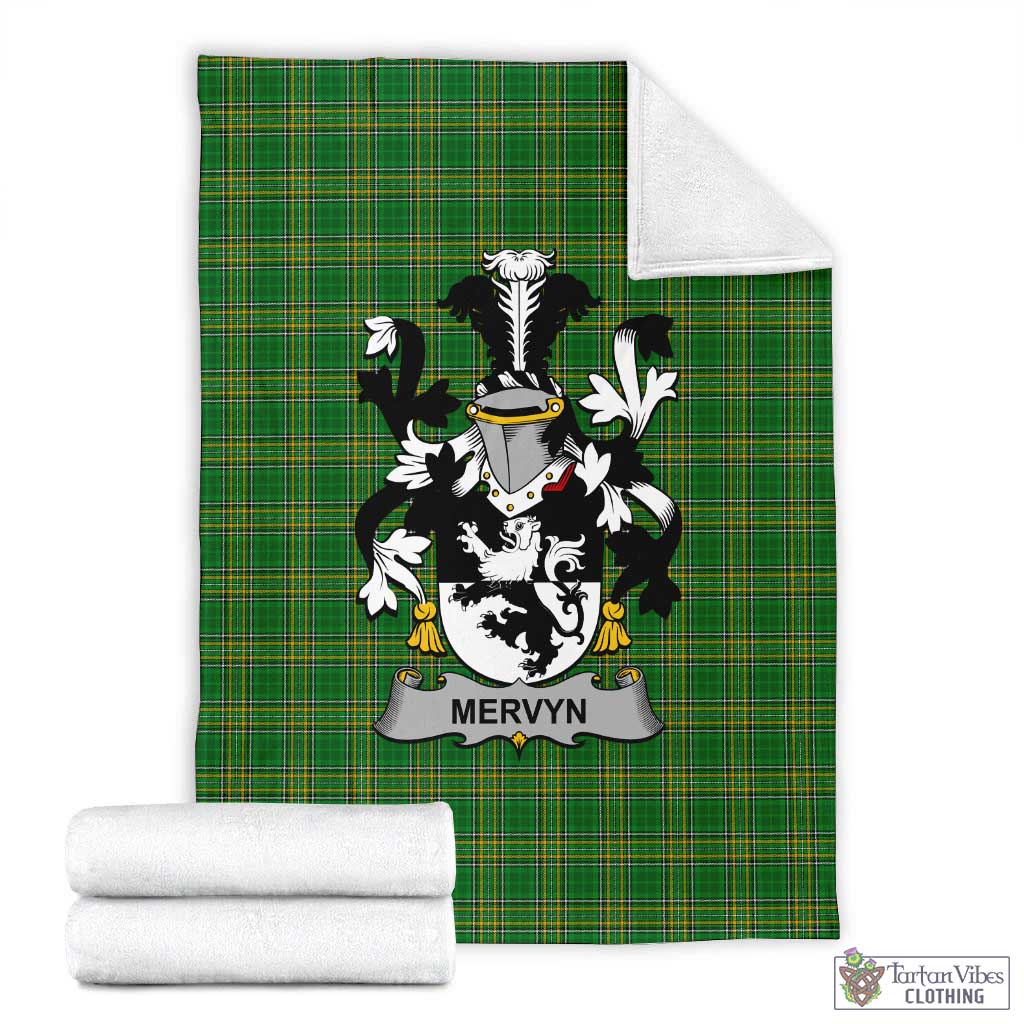 Mervyn Irish Clan Tartan Blanket with Coat of Arms X-Large 59 x 79 inches 150 x 200 cm - Tartan Vibes Clothing