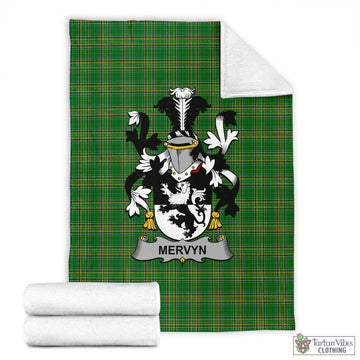 Tartan Vibes Clothing Mervyn Irish Clan Tartan Blanket with Coat of Arms