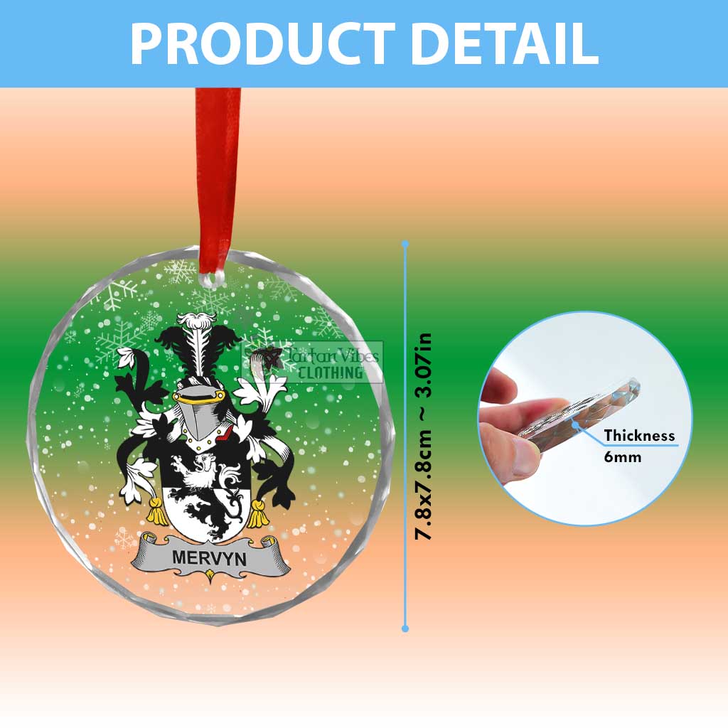Tartan Vibes Clothing Mervyn Irish Clan Christmas Glass Ornament with Coat of Arms