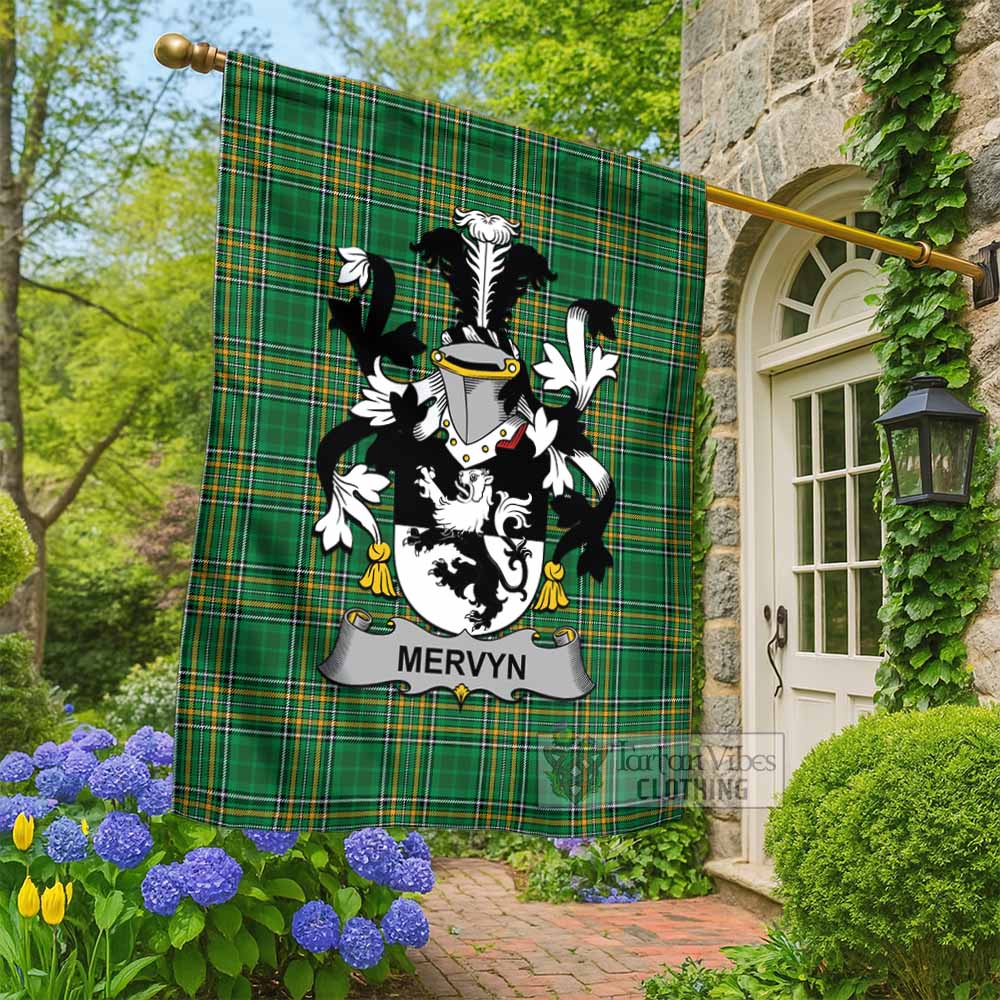 Mervyn Irish Clan Tartan Flag with Coat of Arms