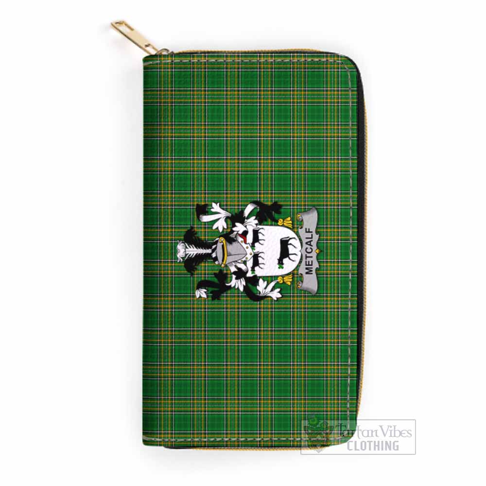 Metcalf Irish Clan Tartan Women's Leather Wallet with Coat of Arms One Size 19.7*10.5*3.5 cm - Tartan Vibes Clothing