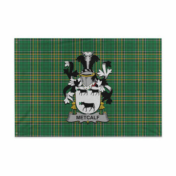 Tartan Vibes Clothing Metcalf Irish Clan Tartan House Flag with Coat of Arms
