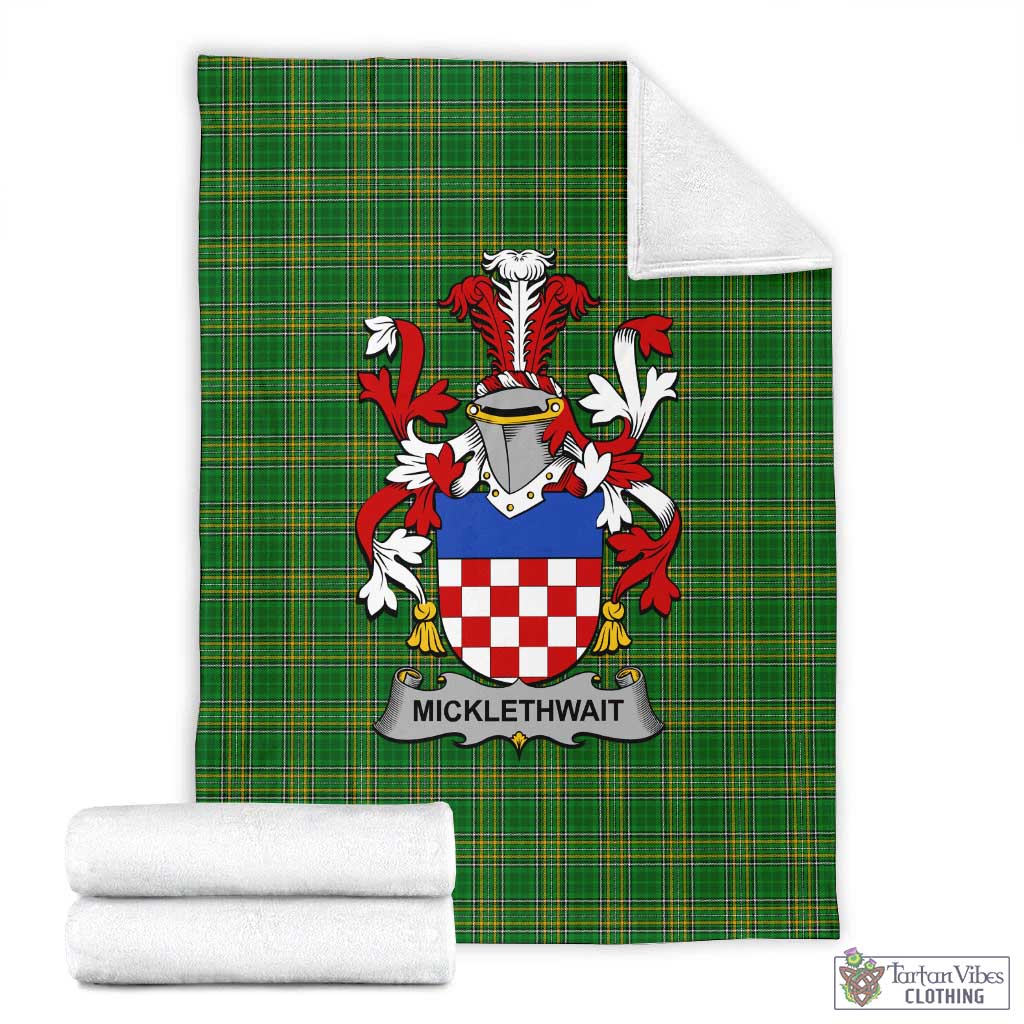 Micklethwait Irish Clan Tartan Blanket with Coat of Arms X-Large 59 x 79 inches 150 x 200 cm - Tartan Vibes Clothing
