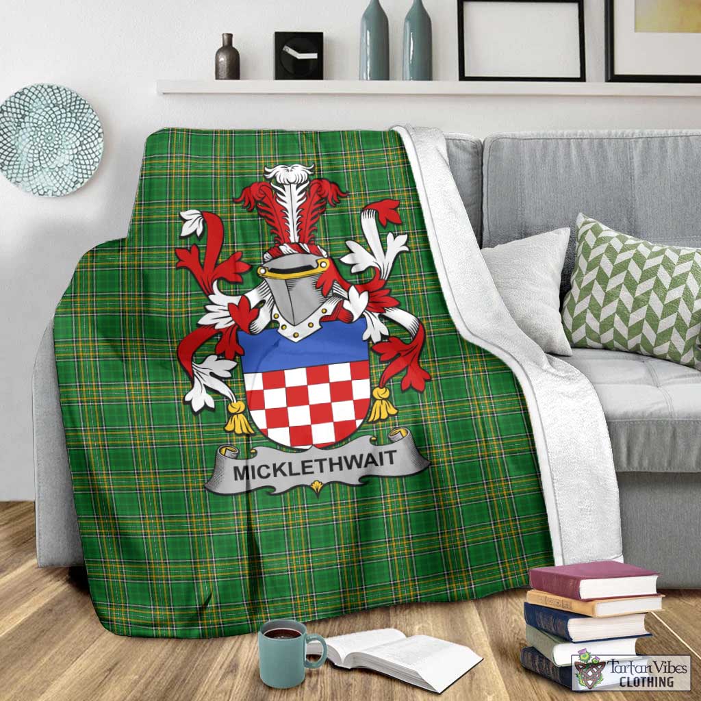 Micklethwait Irish Clan Tartan Blanket with Coat of Arms - Tartan Vibes Clothing