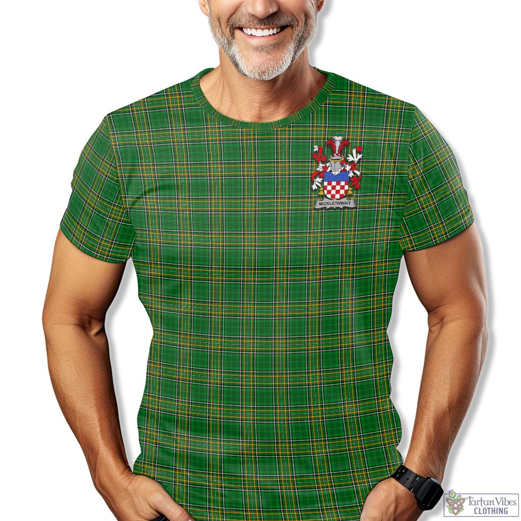 Tartan Vibes Clothing Micklethwait Ireland Clan Tartan T-Shirt with Family Seal