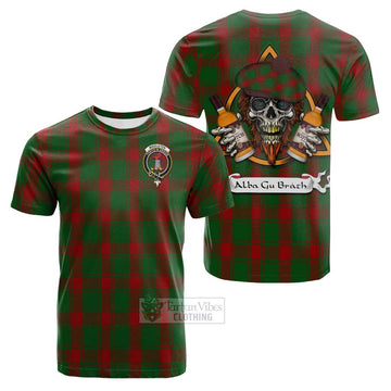 Tartan Vibes Clothing Middleton Tartan Cotton T-shirt with Family Crest and Bearded Skull Holding Bottles of Whiskey