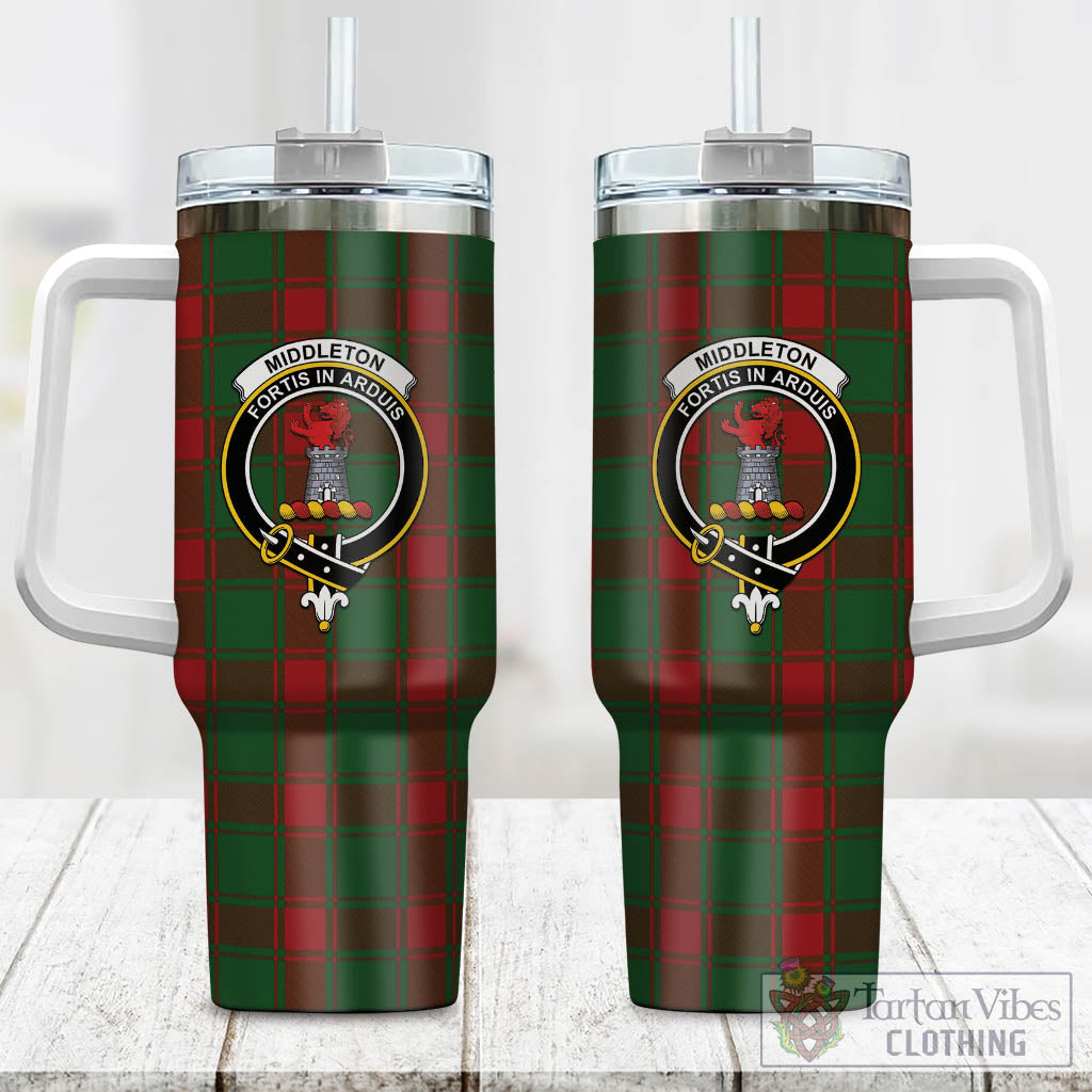 Tartan Vibes Clothing Middleton Tartan and Family Crest Tumbler with Handle