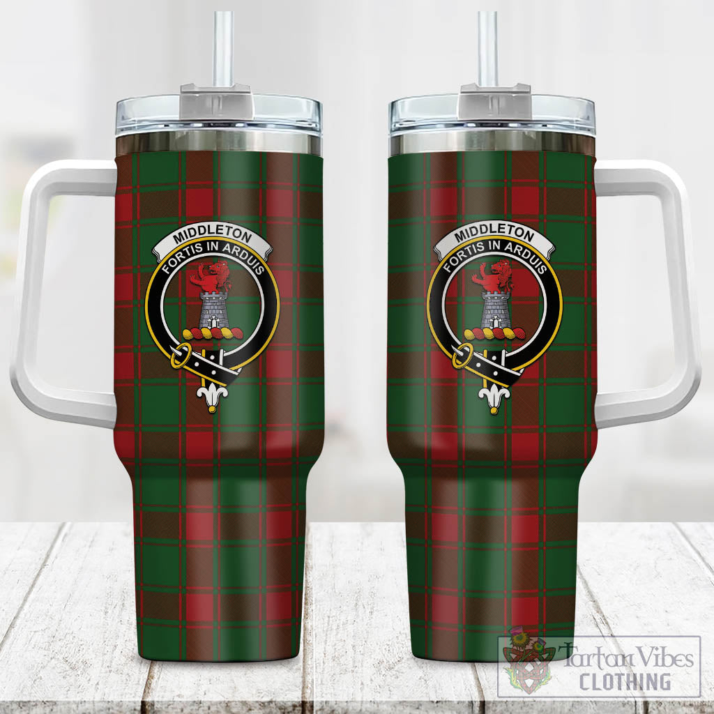 Middleton Tartan Tumbler with Handle with Family Crest One Size 40 OZ - Tartan Vibes Clothing