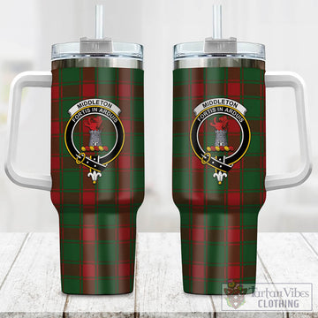 Middleton Tartan Tumbler with Handle with Family Crest One Size 40 OZ - Tartan Vibes Clothing