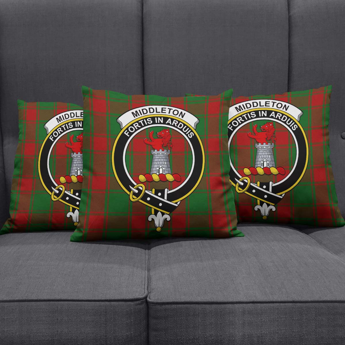 Middleton Tartan Pillow Cover with Family Crest Rectangle Pillow Cover 51*91cm - Tartan Vibes Clothing