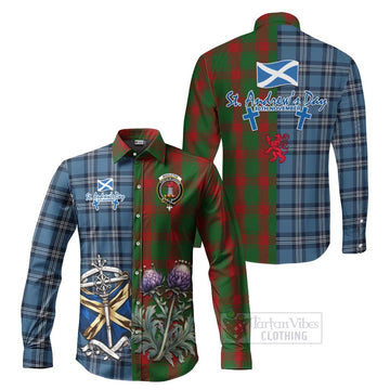 Middleton Tartan Long Sleeve Button Shirt Happy St. Andrew's Day Half Tartan Style Men's Shirt S - Tartan Vibes Clothing