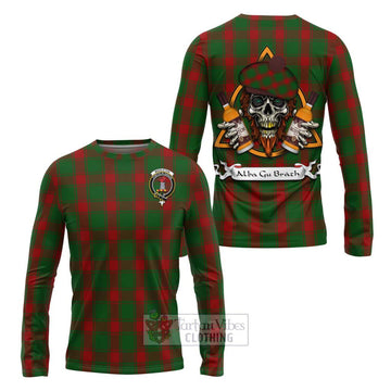 Middleton Tartan Long Sleeve T-Shirt with Family Crest and Bearded Skull Holding Bottles of Whiskey Unisex - Tartan Vibes Clothing