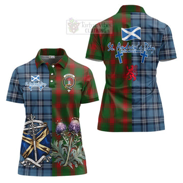 Middleton Tartan Women's Polo Shirt Happy St. Andrew's Day Half Tartan Style Women - Tartan Vibes Clothing