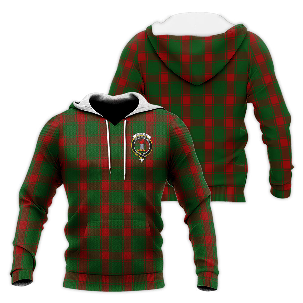 Middleton Tartan Knitted Hoodie with Family Crest Unisex Knitted Pullover Hoodie - Tartan Vibes Clothing