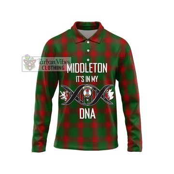 Middleton Tartan Long Sleeve Polo Shirt with Family Crest DNA In Me Style Unisex - Tartan Vibes Clothing