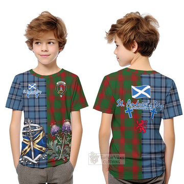Middleton Tartan Kid T-Shirt Happy St. Andrew's Day Half Tartan Style Youth XL Size14 - Tartan Vibes Clothing