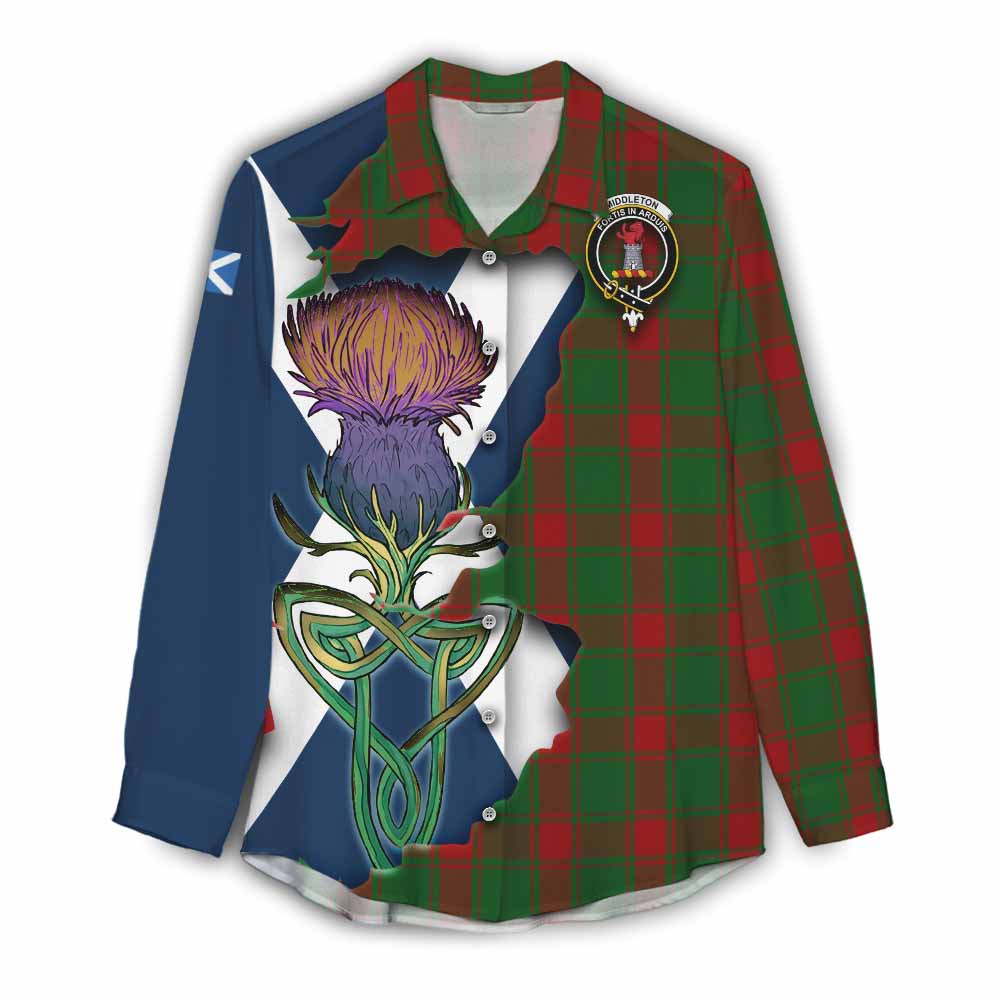 Middleton Tartan Family Crest Women's Casual Shirt Scottish Thistle Celtic Inspired Female - Tartan Vibes Clothing