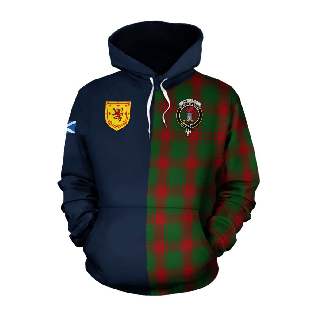 Middleton Tartan Cotton Hoodie Alba with Scottish Lion Royal Arm Half Style Pullover Hoodie XS - Tartan Vibes Clothing
