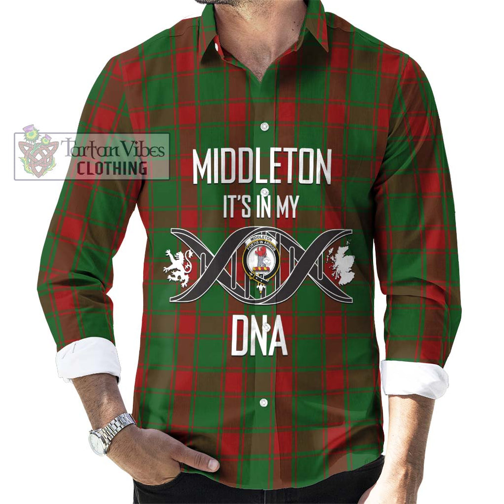 Middleton Tartan Long Sleeve Button Shirt with Family Crest DNA In Me Style Men's Shirt S - Tartanvibesclothing Shop