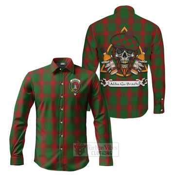 Middleton Tartan Long Sleeve Button Shirt with Family Crest and Bearded Skull Holding Bottles of Whiskey Men's Shirt S - Tartan Vibes Clothing