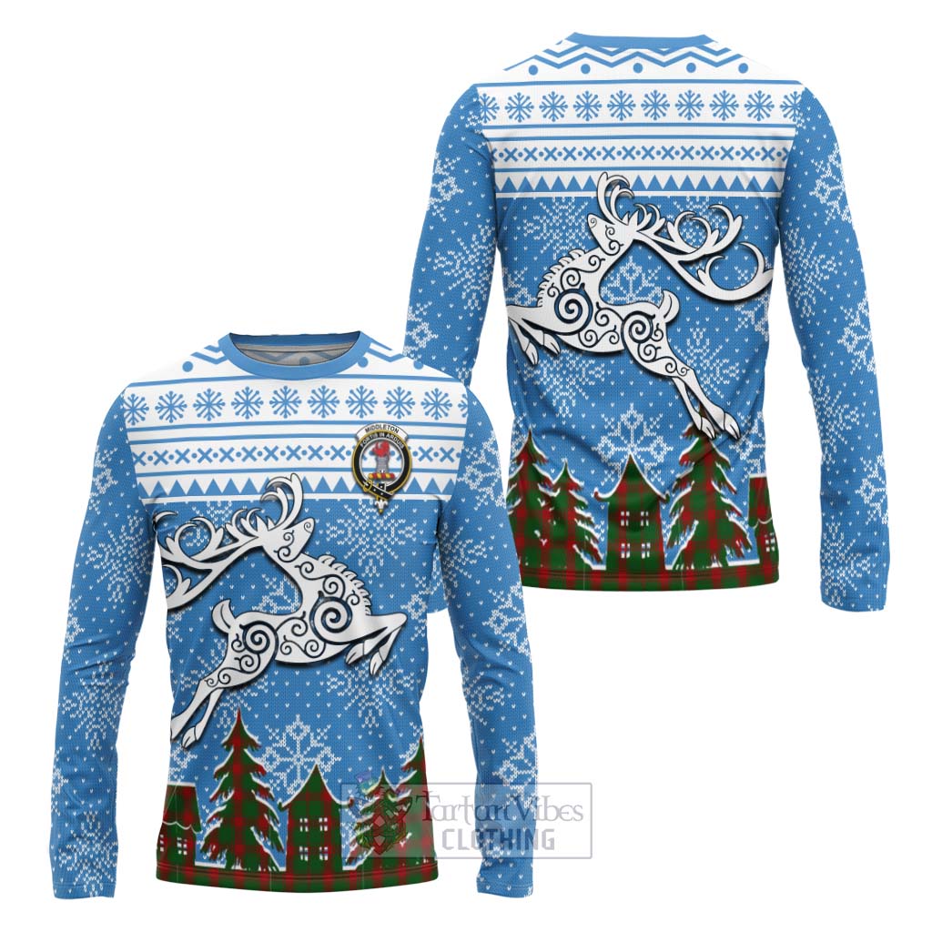 Middleton Clan Christmas Long Sleeve T-Shirt Celtic Reindeer Style Unisex - Tartan Vibes Clothing
