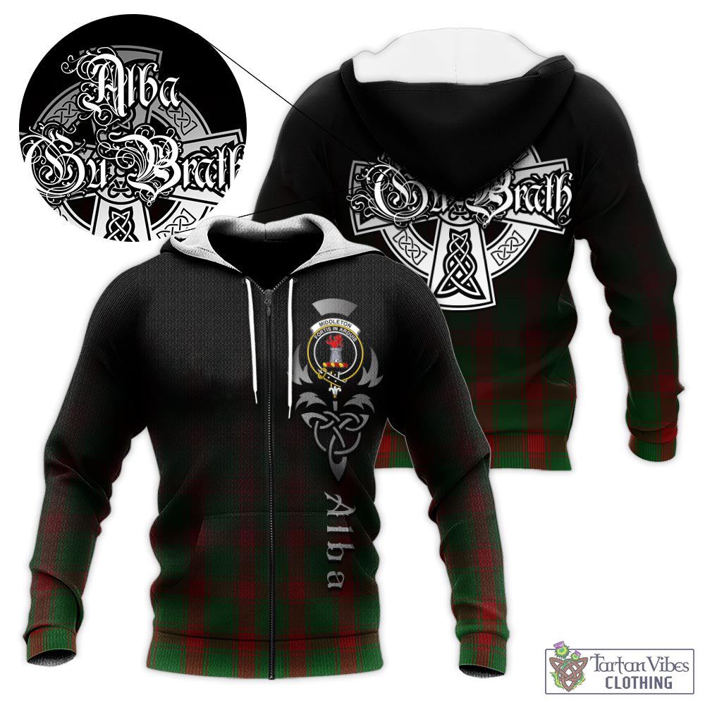Middleton Tartan Knitted Hoodie Featuring Alba Gu Brath Family Crest Celtic Inspired Unisex - Tartan Vibes Clothing