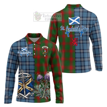 Middleton Tartan Long Sleeve Polo Shirt Happy St. Andrew's Day Half Tartan Style Unisex - Tartan Vibes Clothing