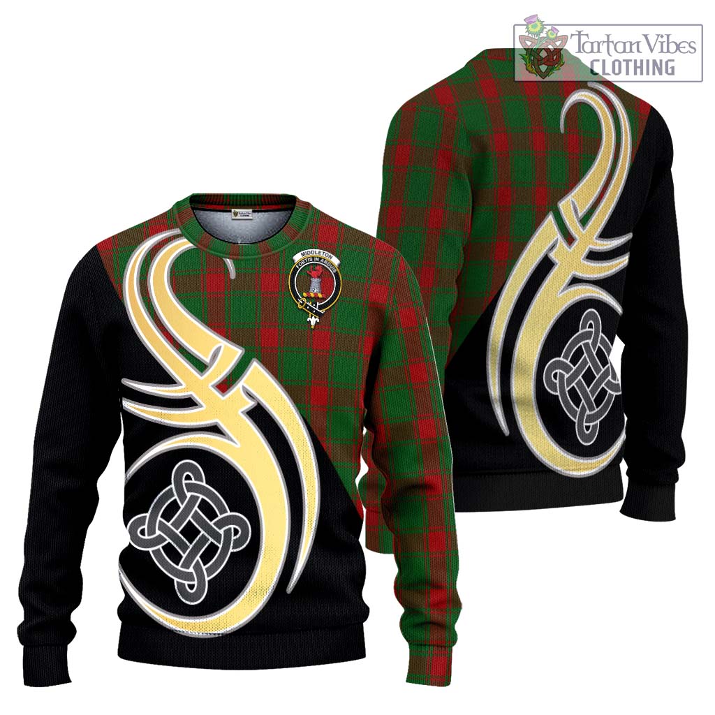 Middleton Tartan Ugly Sweater with Family Crest and Celtic Symbol Style Unisex - Tartan Vibes Clothing