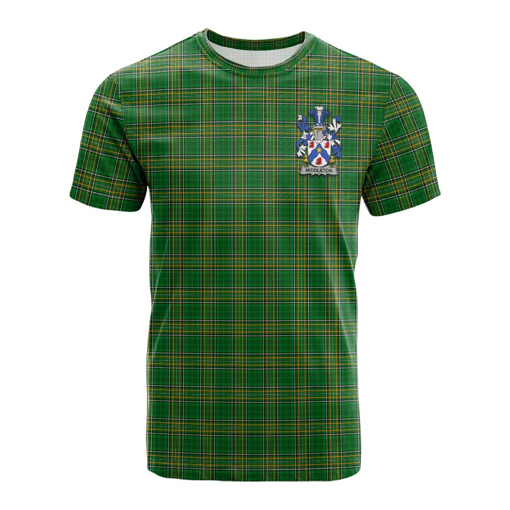 Tartan Vibes Clothing Middleton Irish Clan Tartan Cotton T-shirt with Coat of Arms