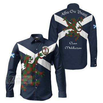 Middleton Tartan Lion Rampant Long Sleeve Button Shirt Proudly Display Your Heritage with Alba Gu Brath and Clan Name Men's Shirt S - Tartan Vibes Clothing