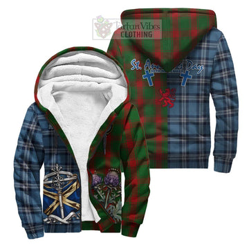 Middleton Tartan Sherpa Hoodie Happy St. Andrew's Day Half Tartan Style Unisex S - Tartan Vibes Clothing